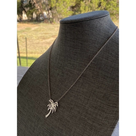 Vintage Sterling Silver Necklace Palm Tree RS 925 6.55g - Picture 3 of 12